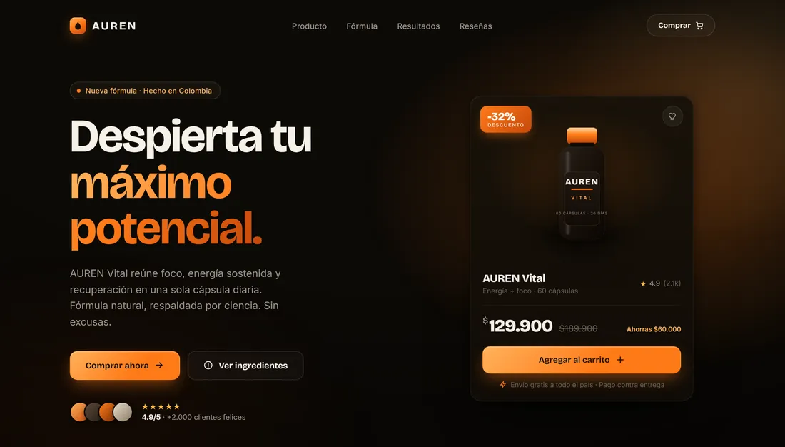 Landing page real construida con Claude, estilo editorial